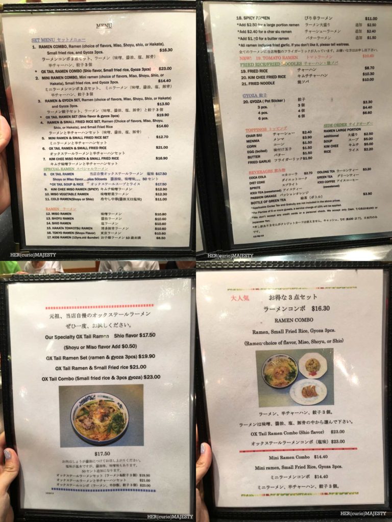 ramen menu